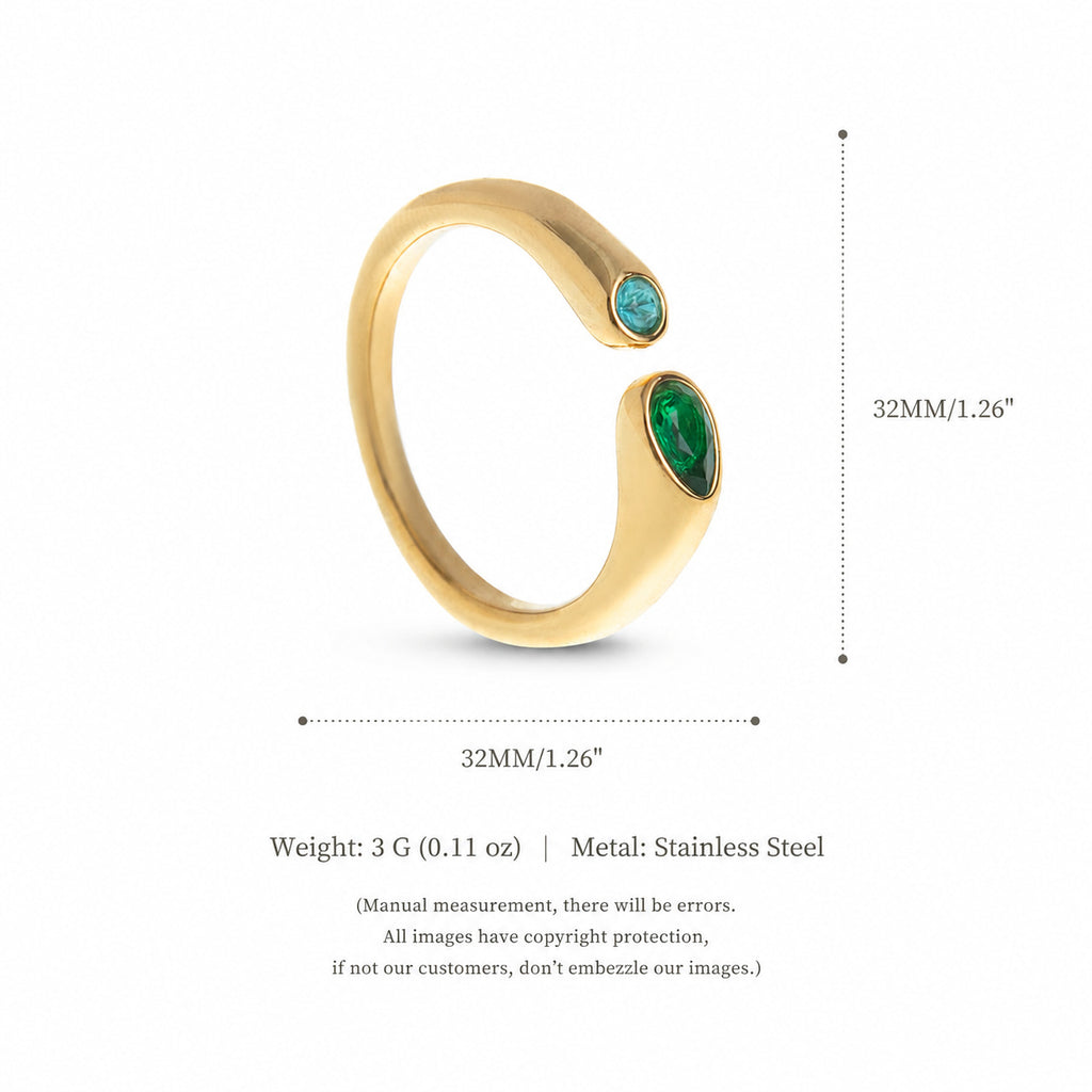 Plated Titanium Steel Adjustable Birthstone Ring Unisex Geometric Retro Jewelry teemdrop