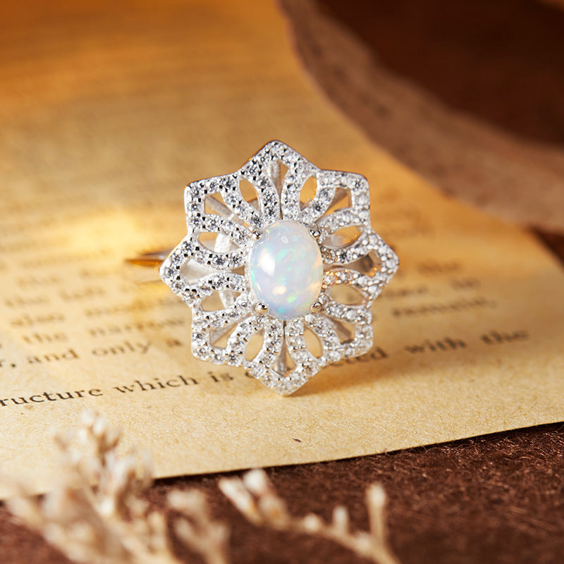 S925 sterling silver natural colored gemstone ring