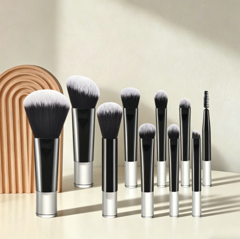 10-Piece Mini Crystal Handle Makeup Brush Set teemdrop