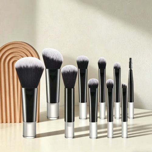 10-Piece Mini Crystal Handle Makeup Brush Set teemdrop