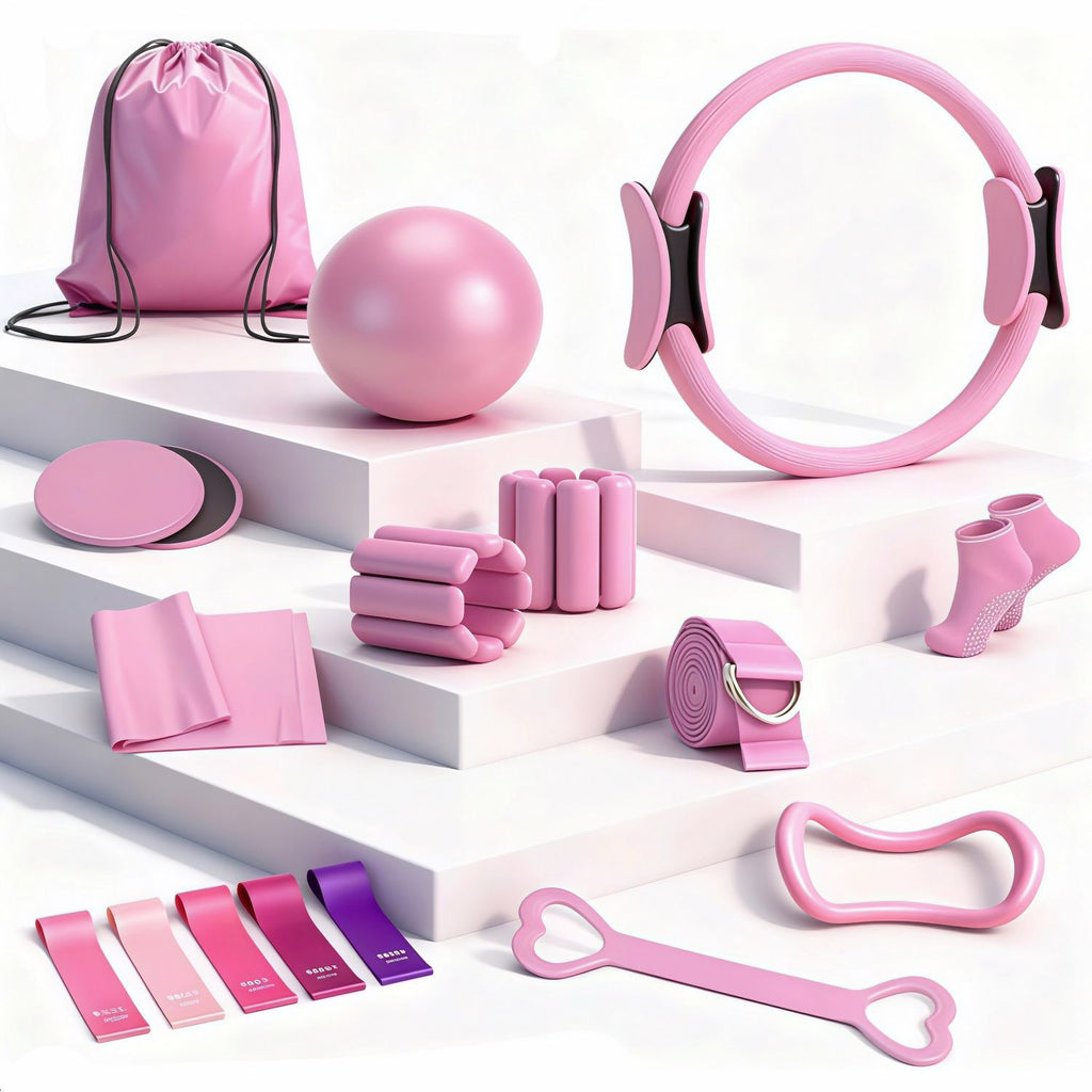 Multi-Piece Yoga Ring and Pilates Resistance Band Set teemdrop