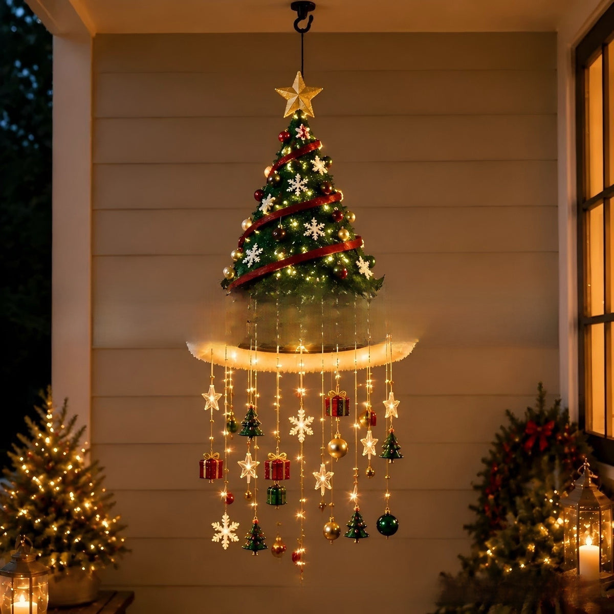 Luminous Christmas Hat Wind Chime Light for Indoor and Outdoor Holiday Decoration teemdrop