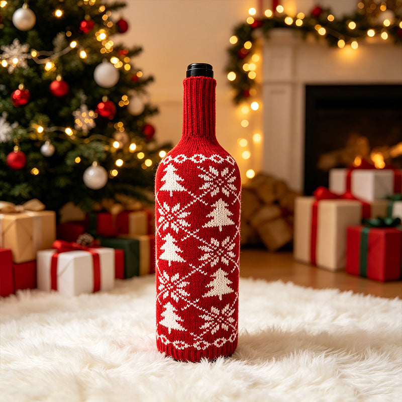 Christmas Wool Knit Wine Bottle Cover teemdrop