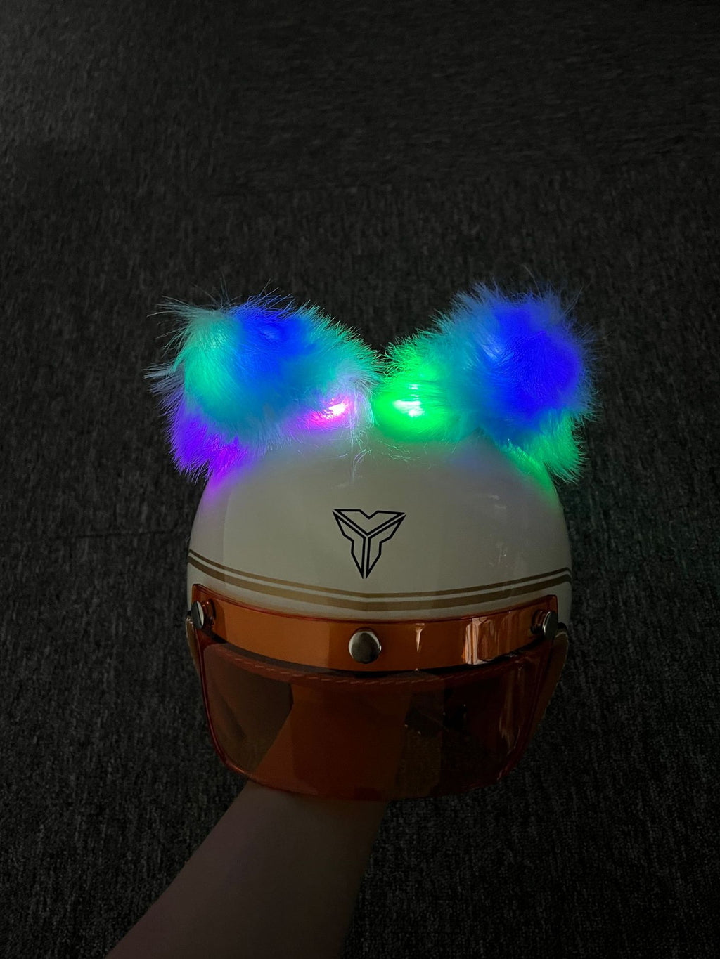 Luminous Plush Fox Ear Helmet Decoration teemdrop