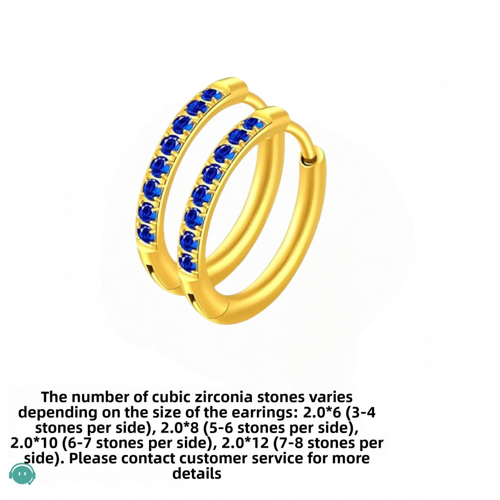 Titanium Steel Round Zircon Earrings Simple Casual Style Ear Buckles for Women teemdrop