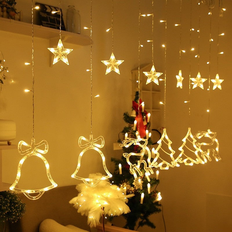 Curtain with star-shaped lights teemdrop
