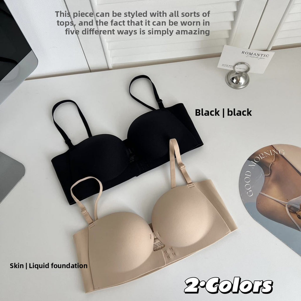 Strapless Front Buckle Bra Women's Traceless Push-up Non-slip Invisible Tube Top