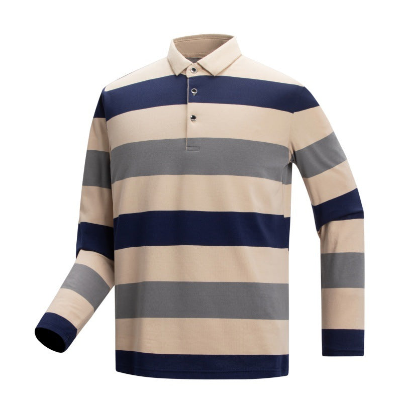 Striped long sleeve T-shirt cotton polo shirt T-shirt men's clothing teemdrop