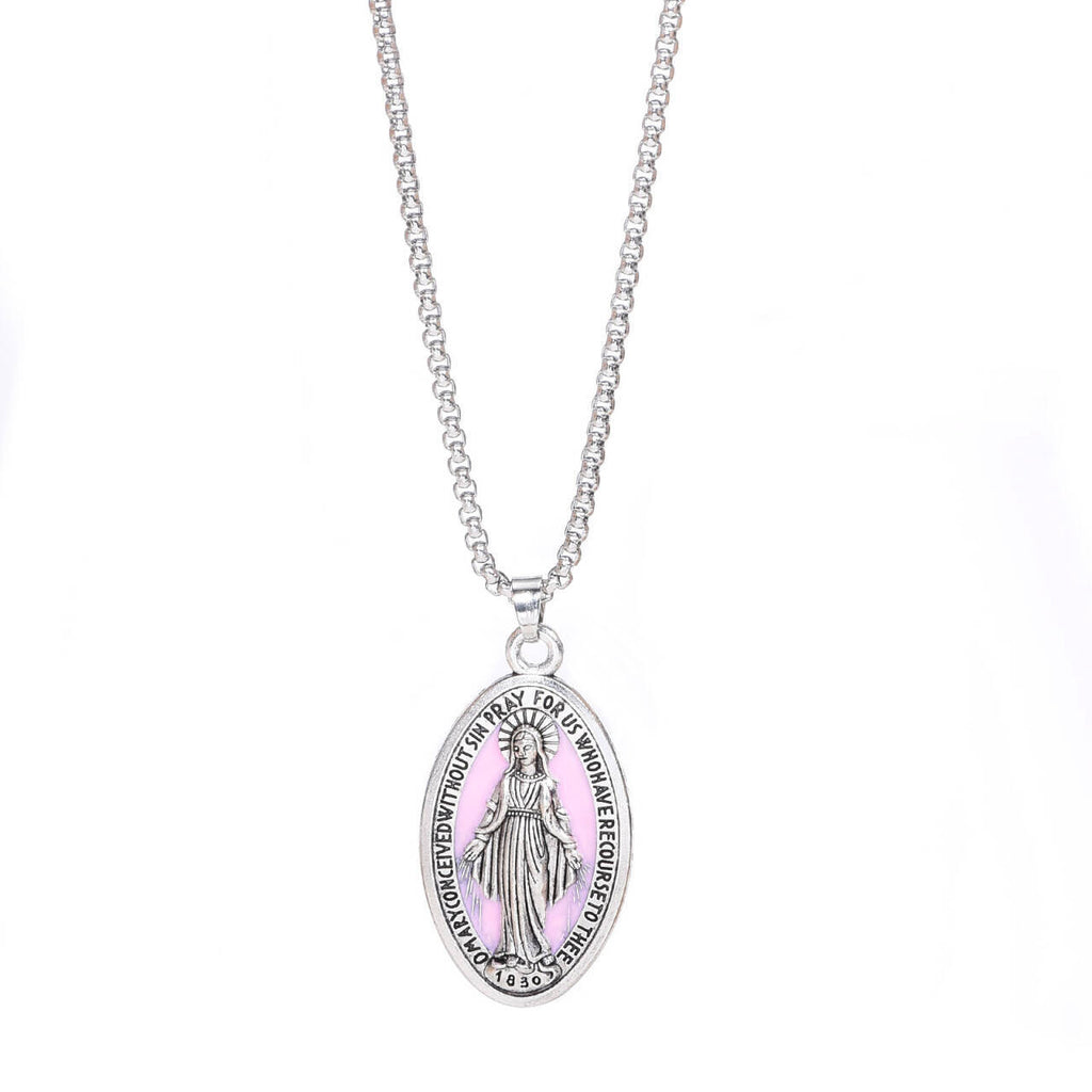 Oil-Dropping Geometric Pendant Zinc Alloy Necklace, Electroplated, Six Colors, Unisex teemdrop