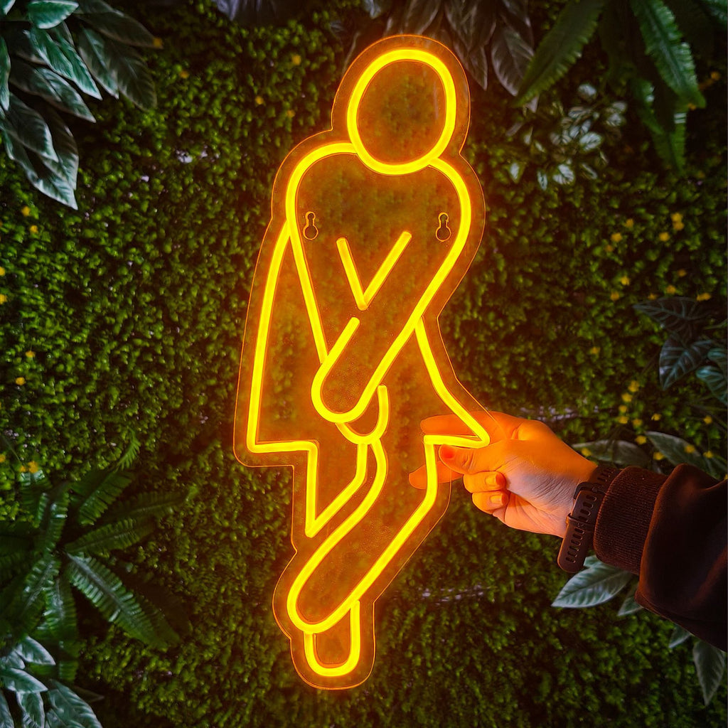 LED neon sign restroom teemdrop
