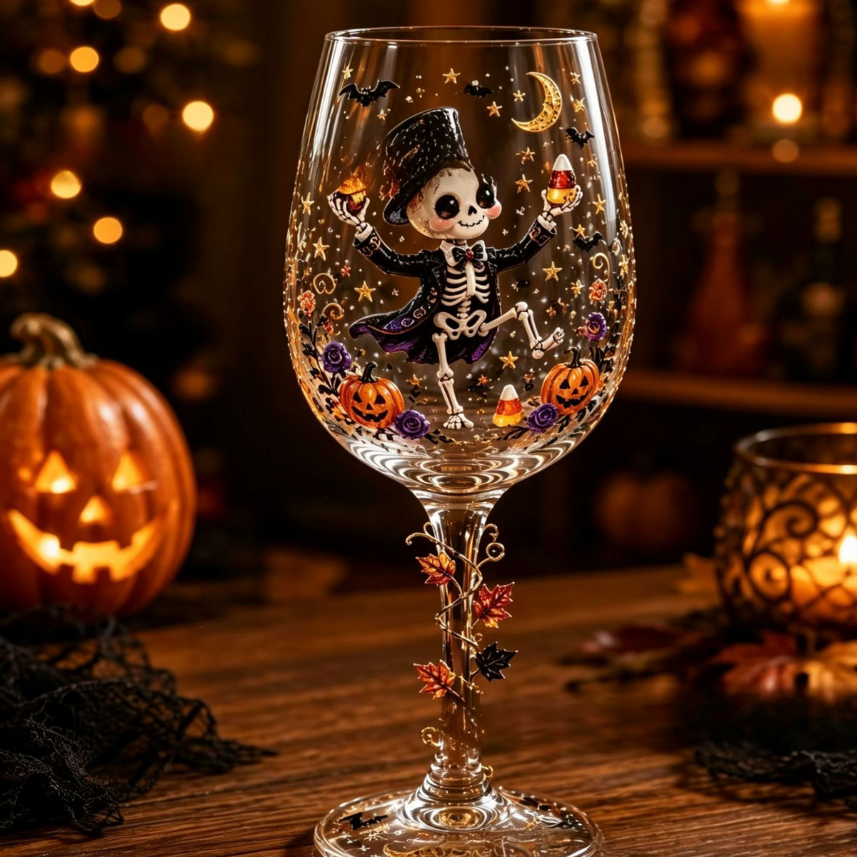 Christmas Halloween Themed Glass Art Goblet Festive Drinking Cup teemdrop