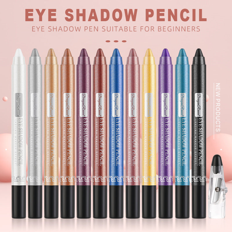 Pearlescent Creamy Eyeshadow Pencil with Built-in Sharpener Long-lasting Shimmer Eye Makeup