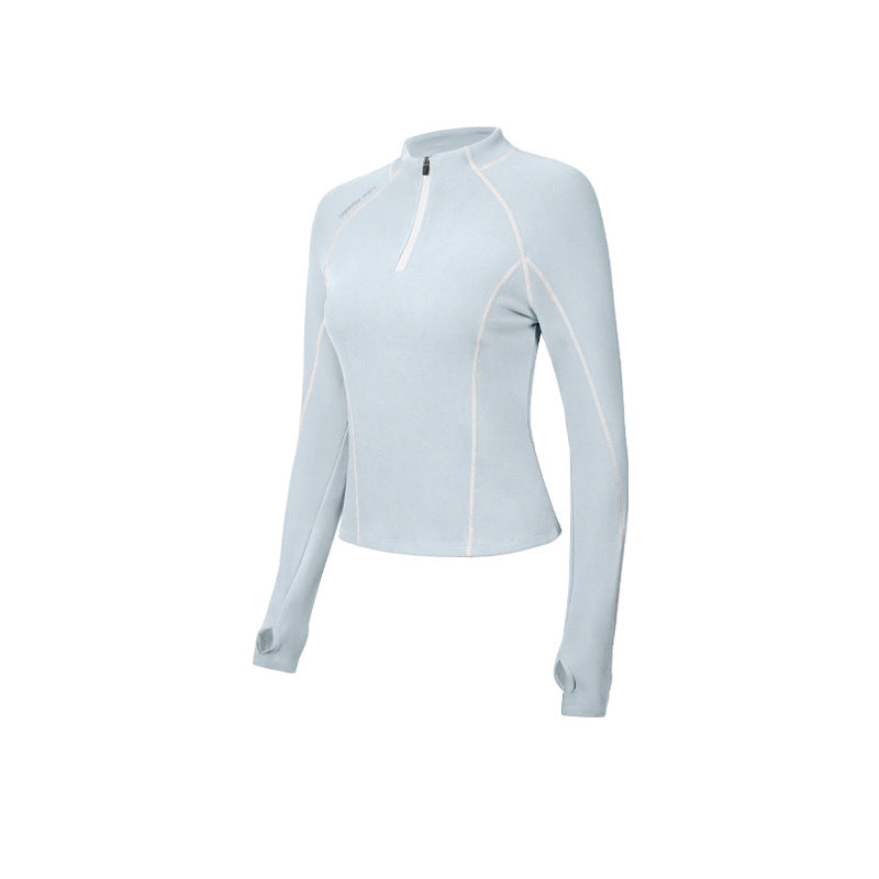 Women's Half-Zip Slim Fit Long Sleeve Yoga Top teemdrop