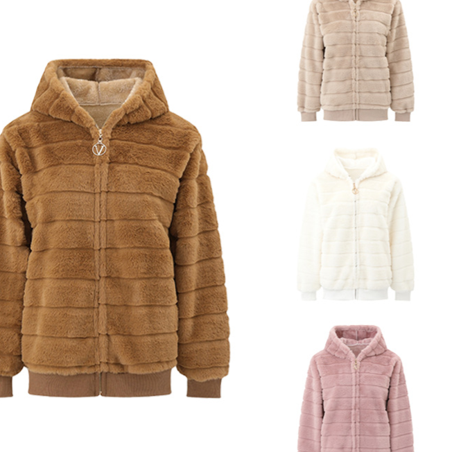 Women's Plush Stand Collar Zip Up Fleece Sweatshirt teemdrop