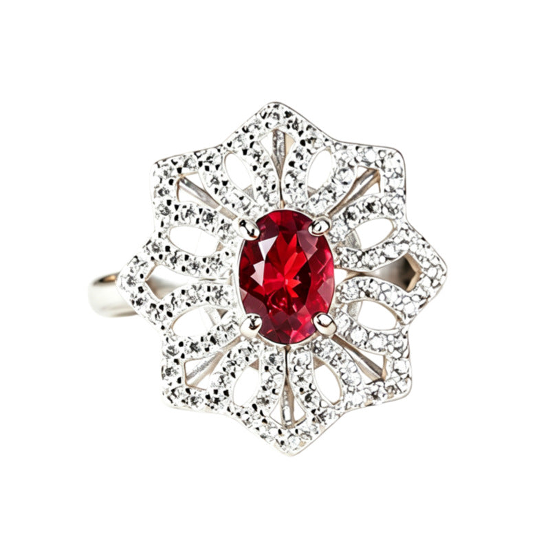 S925 sterling silver natural colored gemstone ring
