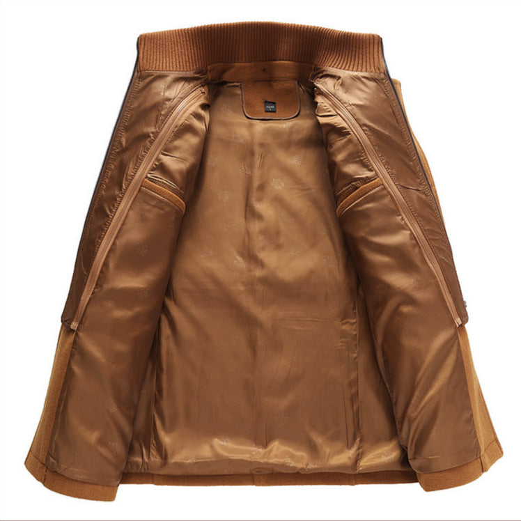 Men's Wool Blend Double Collar Single Breasted Solid Coat teemdrop