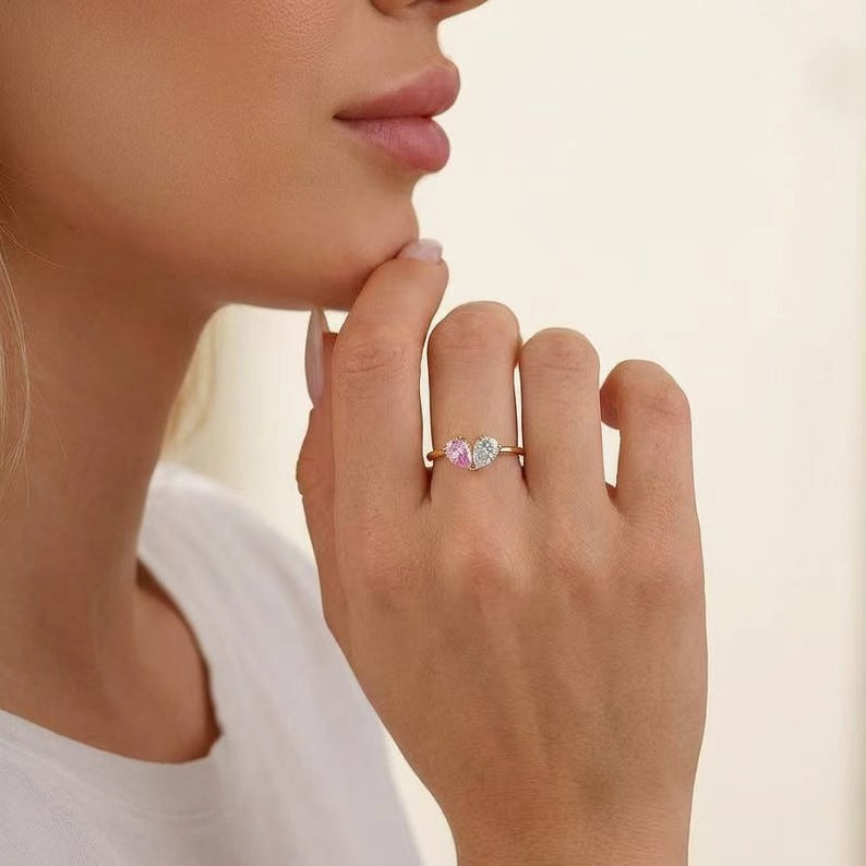 Elegant Water Drop Zircon Ring