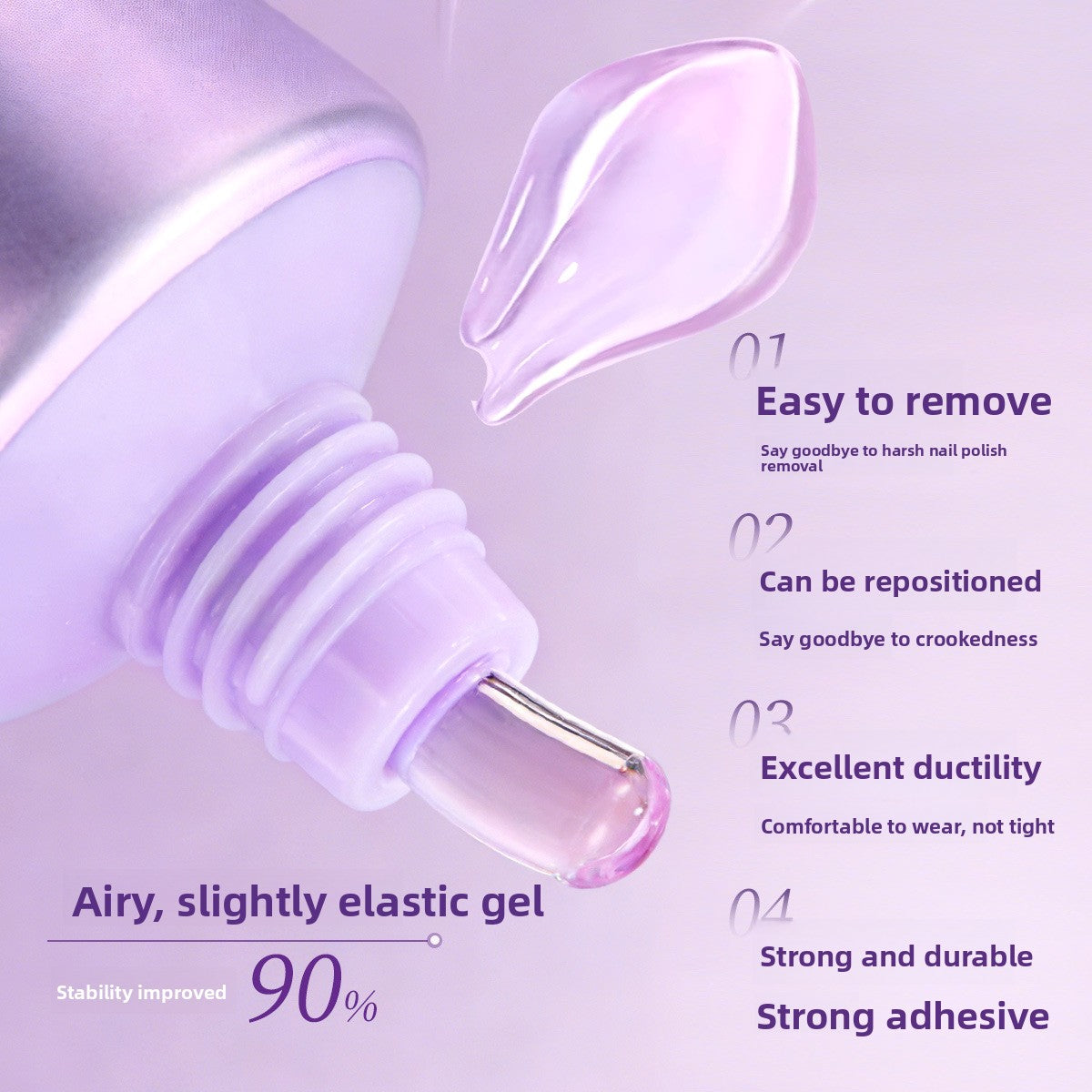 2026 Strong Hold Non-Rebound Solid Gel Adhesive for Wearable Nails teemdrop