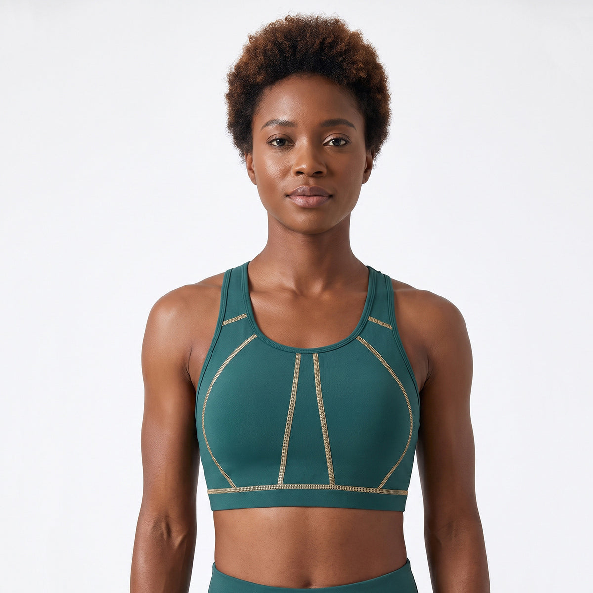 Women's shock-absorbing color-striped sports bra teemdrop