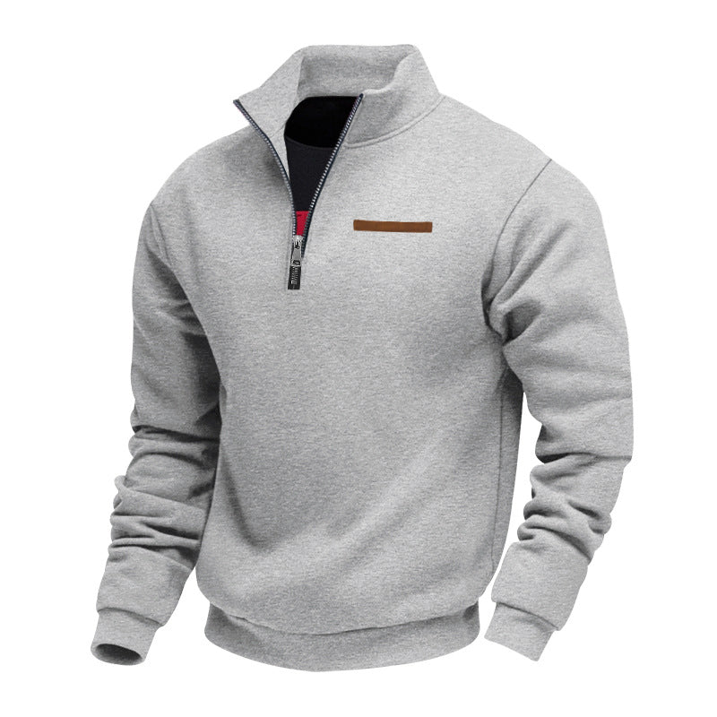 Men's Stand Collar Half-Zip Pullover Sweatshirt