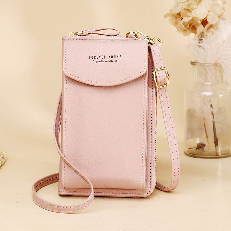 Women PU Leather Vertical Crossbody Bag Zipper Wallet Phone Bag teemdrop