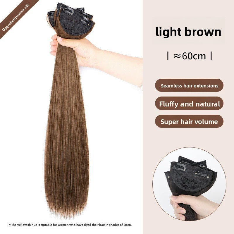 Women's Three-Piece Clip-In Long Straight Wig Piece teemdrop