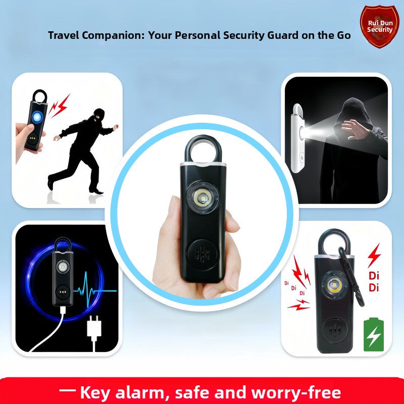 Rechargeable Personal Alarm Keychain with LED Light teemdrop