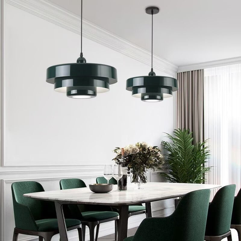 Nordic Minimalist Retro Cake-Shaped Pendant Light Tri-Color LED Aluminum