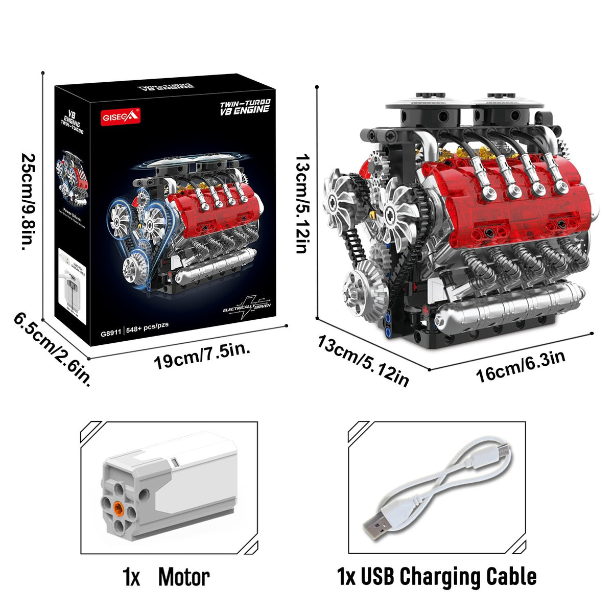 V8 Engine Model Assembly Building Block Toy