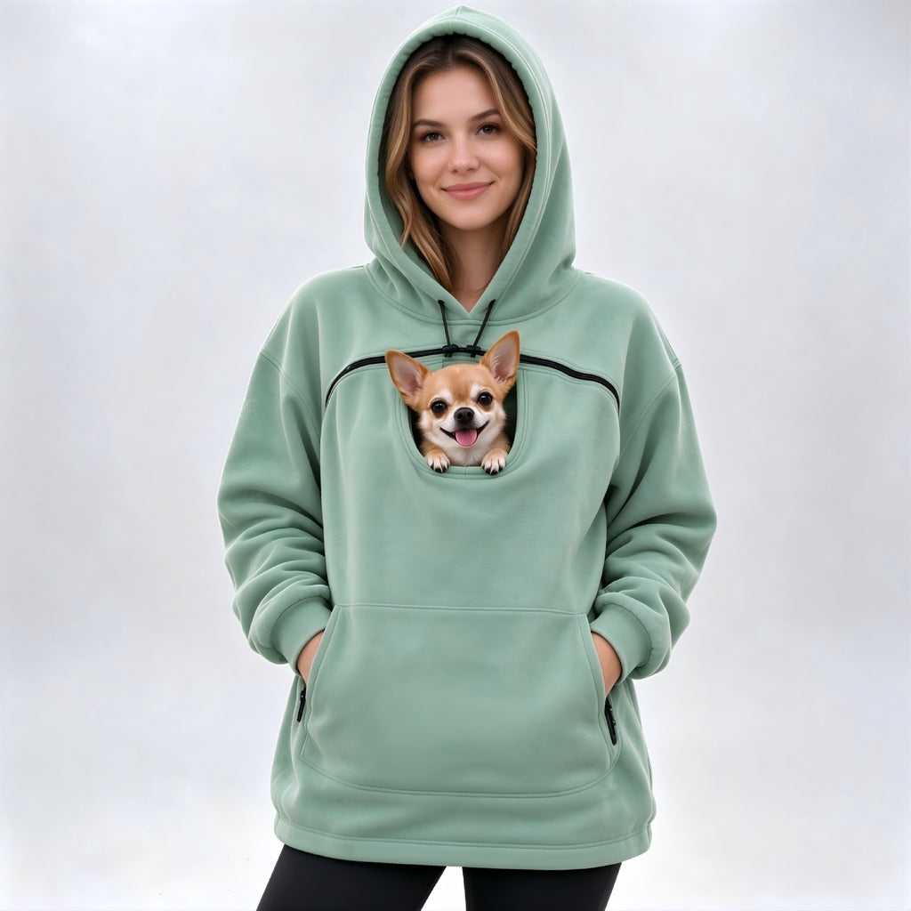 Unisex Lamb Wool Hooded Pullover Sweatshirt Loose Casual Warm
