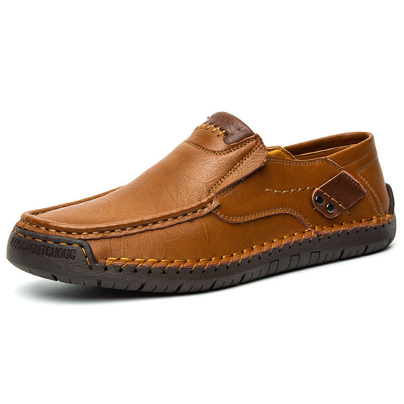 Men's Hand-Stitched Super Fiber Slip-On Flat Casual Loafers teemdrop