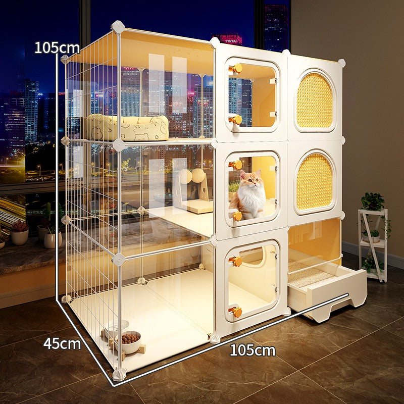 Panoramic Cat Cage Large Free Space Household Indoor