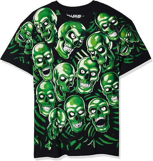Men's Punk Skull Print Short Sleeve Loose T-Shirt teemdrop