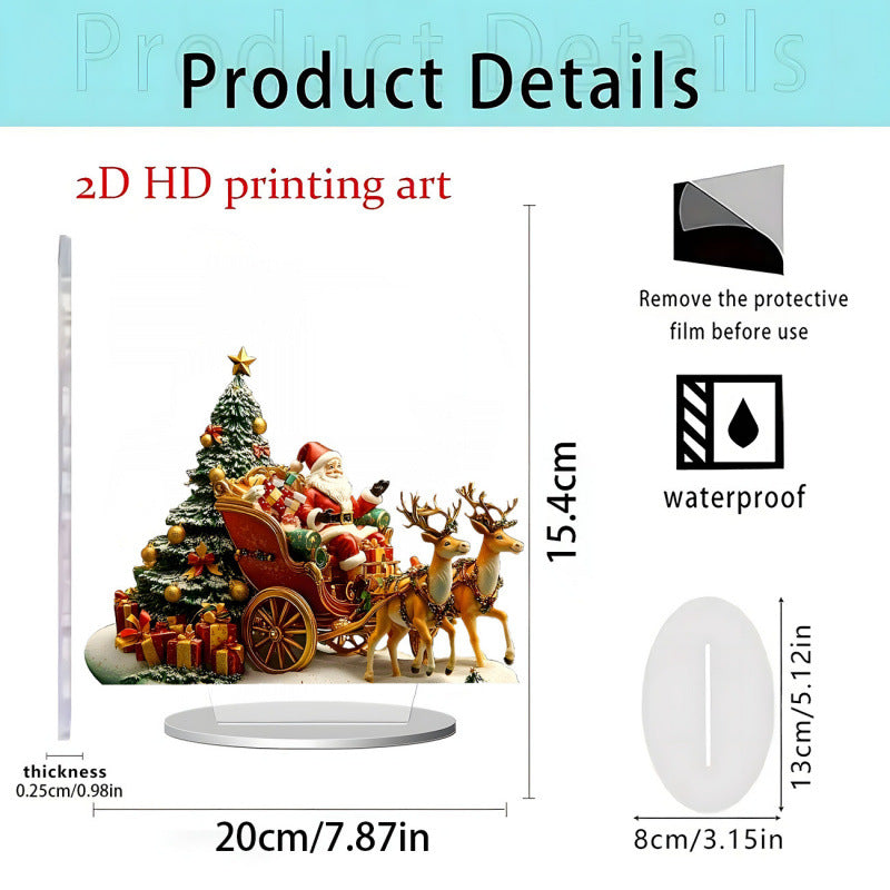 Christmas Carousel 2D Acrylic Stand Holiday Ornament Home Decoration