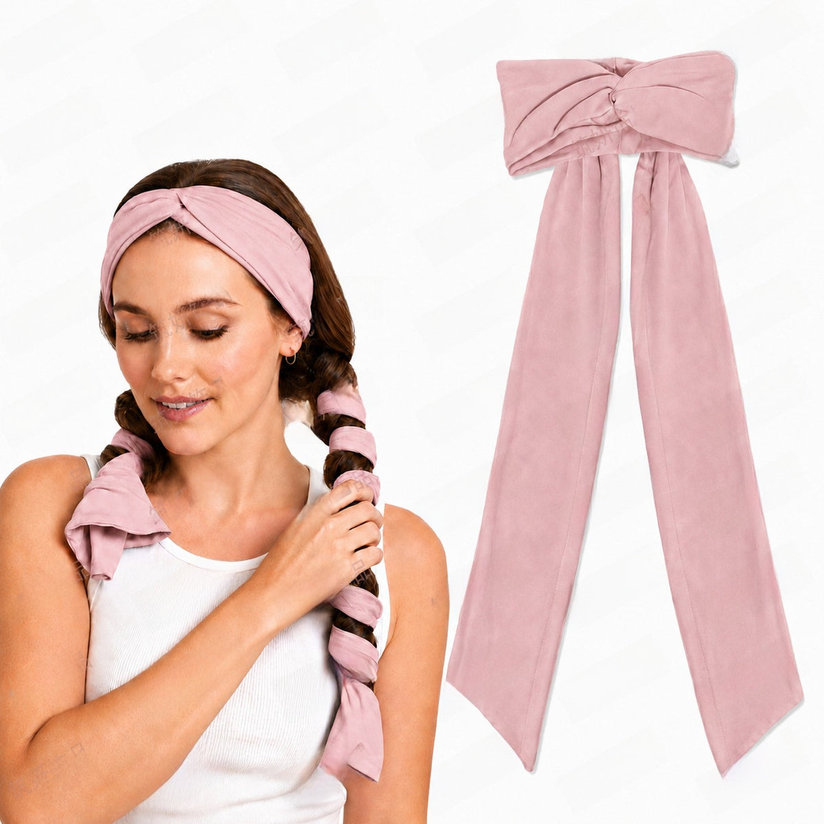 Heat-Free 2-in-1 Curling Hairband Magic Hair Curler Ribbon for Women teemdrop