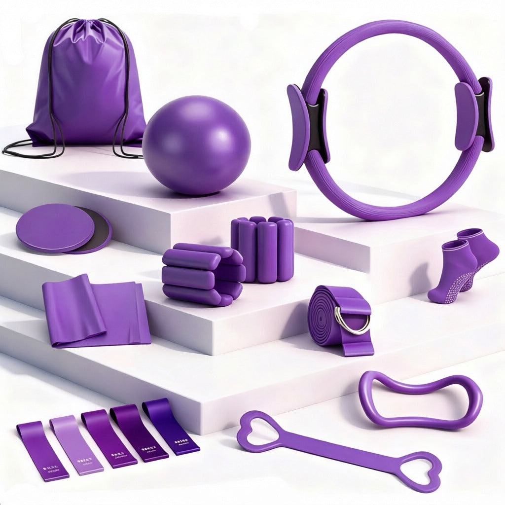 Multi-Piece Yoga Ring and Pilates Resistance Band Set teemdrop