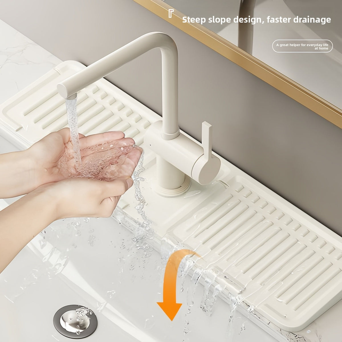 Foldable Silicone Faucet Drainage Mat Splash Guard for Kitchen Sink Countertop teemdrop