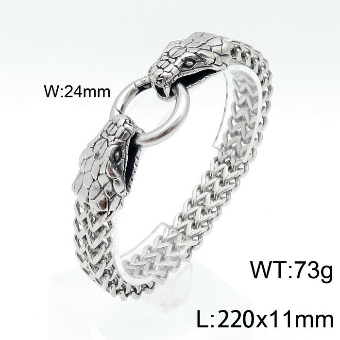 Men's Vintage Snake Head Titanium Steel Punk Bracelet