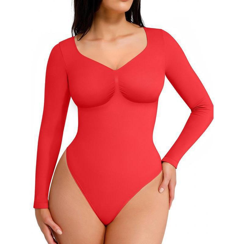 Women's seamless long-sleeved shaping tight-fitting one-piece dress teemdrop