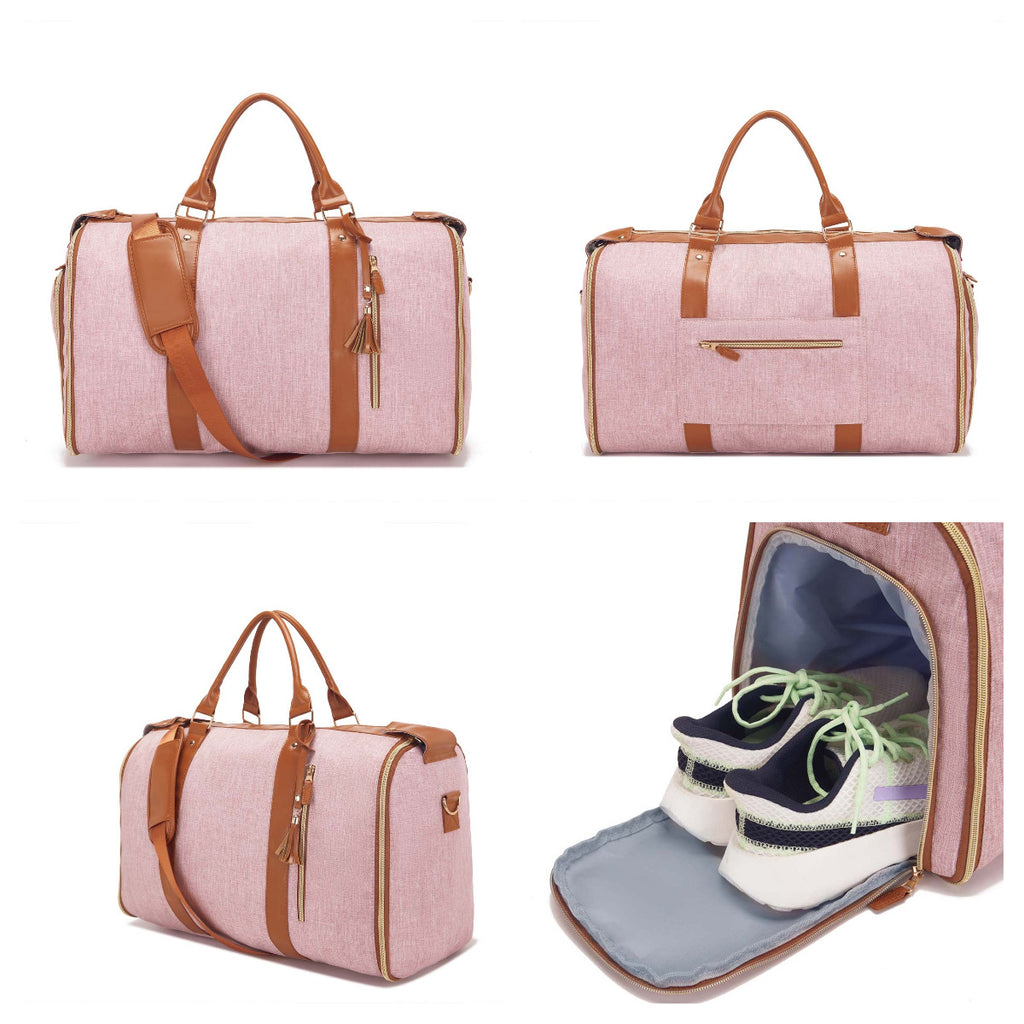 Large Capacity PU Leather Canvas Travel Duffel Bag