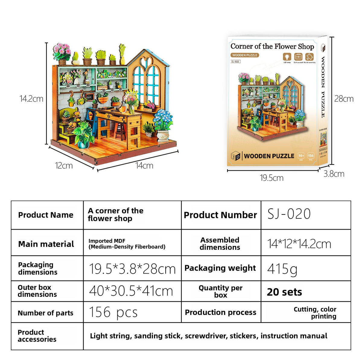 DIY Wooden Miniature House 3D Puzzle Model Building Kit with LED Light teemdrop
