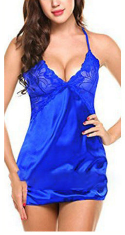 Women's Imitation Ice Silk Cross-Back Suspender Lingerie Nightdress