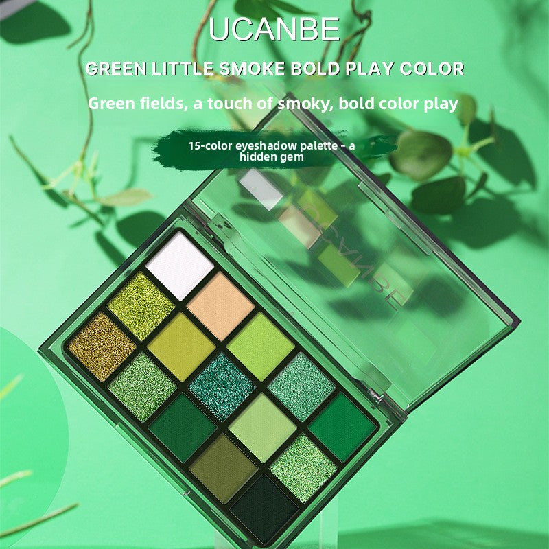 15-Color Green Eyeshadow Palette Matte Pearlescent Makeup Set