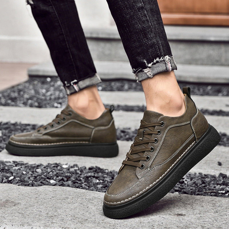 Men Height Increasing Casual Sneakers Lace-Up Invisible Lift Low Top Comfort Shoes teemdrop