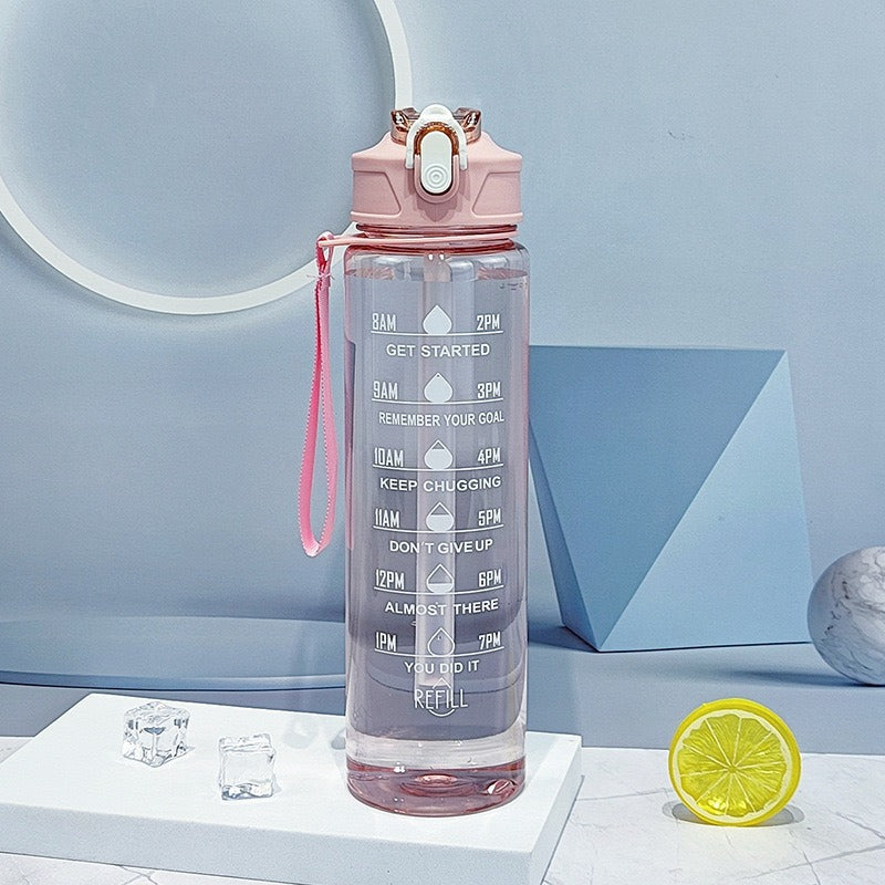 Portable fitness sports drinking straw water bottle teemdrop