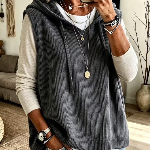 Women's Buttoned Hooded Faux Wool Solid Color Cardigan for Autumn and Winter teemdrop