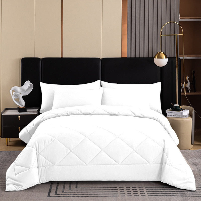 Three-Piece Quilted Solid-Color Bedding Set teemdrop