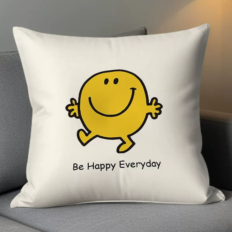 Cute Smiling Face Double-Sided Plush Throw Pillow Cover with Insert teemdrop