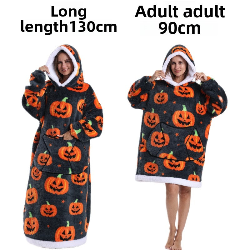 Women Men Winter Thickened Warm Hooded Blanket Pajamas teemdrop