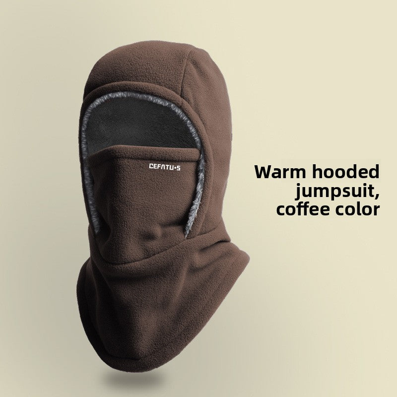 Winter Windproof Fleece-Lined 2-in-1 Face Mask Hat Scarf Set teemdrop